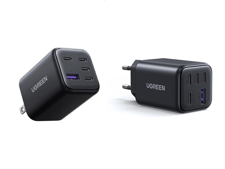 Les versions US (gauche) et EU (droite) du chargeur Ugreen 45W 5-Port GaN