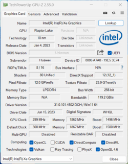 GPU-Z Iris Xe Graphics G7