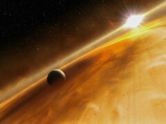 Illustration d'un artiste représentant une étoile et une planète.