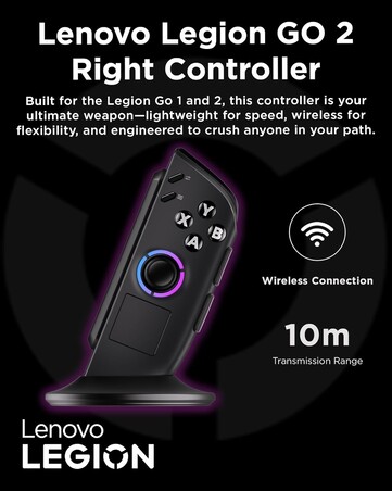 La manette droite du Legion Go 2 comporte un grand pavé tactile sous le joystick. (Source de l'image : Lenovo)