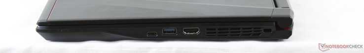 Côté droit: USB Type-C + Thunderbolt 3, USB 3.0, HDMI 1.4, slot de verrouillage Kensington