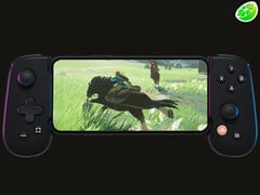 Le dev recommande de passer à un autre émulateur Nintendo Switch appelé Eden. Photo : un téléphone émulant un jeu Switch (source d&#039;image : Backbone, Nintendo, et Sudachi - édité) 