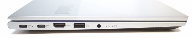 2x USB Type C avec PowerDelivery et DisplayPort ; HDMI, USB Type A (3.2 Gen 1) ; casque de 3,5 mm