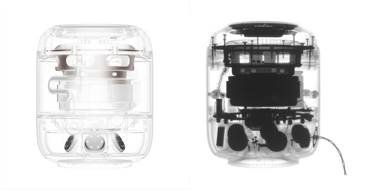 Le HomePod 2 et le HomePod, de gauche à droite. (Image source : Apple - édité)