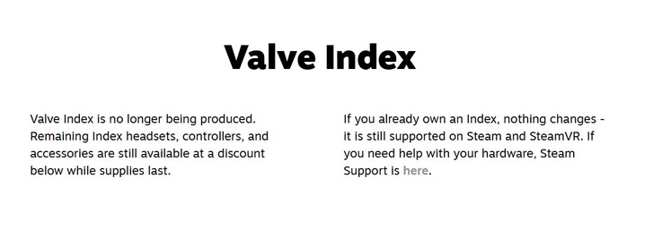 Mise à jour concernant Valve Index.