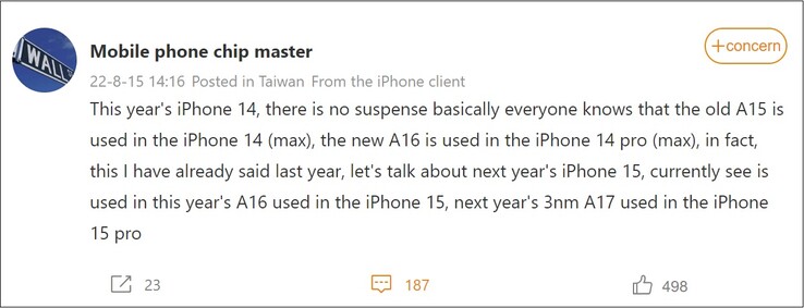 Apple revendication de l'iPhone 15. (Source de l'image : Weibo - traduction automatique)