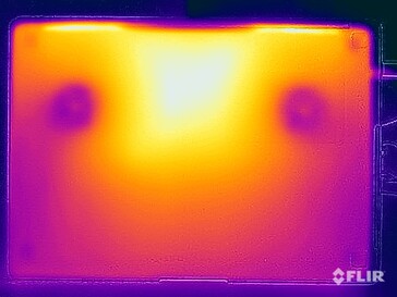 Températures de surface des essais sous contrainte (en bas)