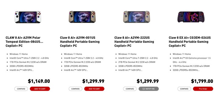 La MSI Claw 8 EX AI+ est nettement plus chère que les anciens modèles.