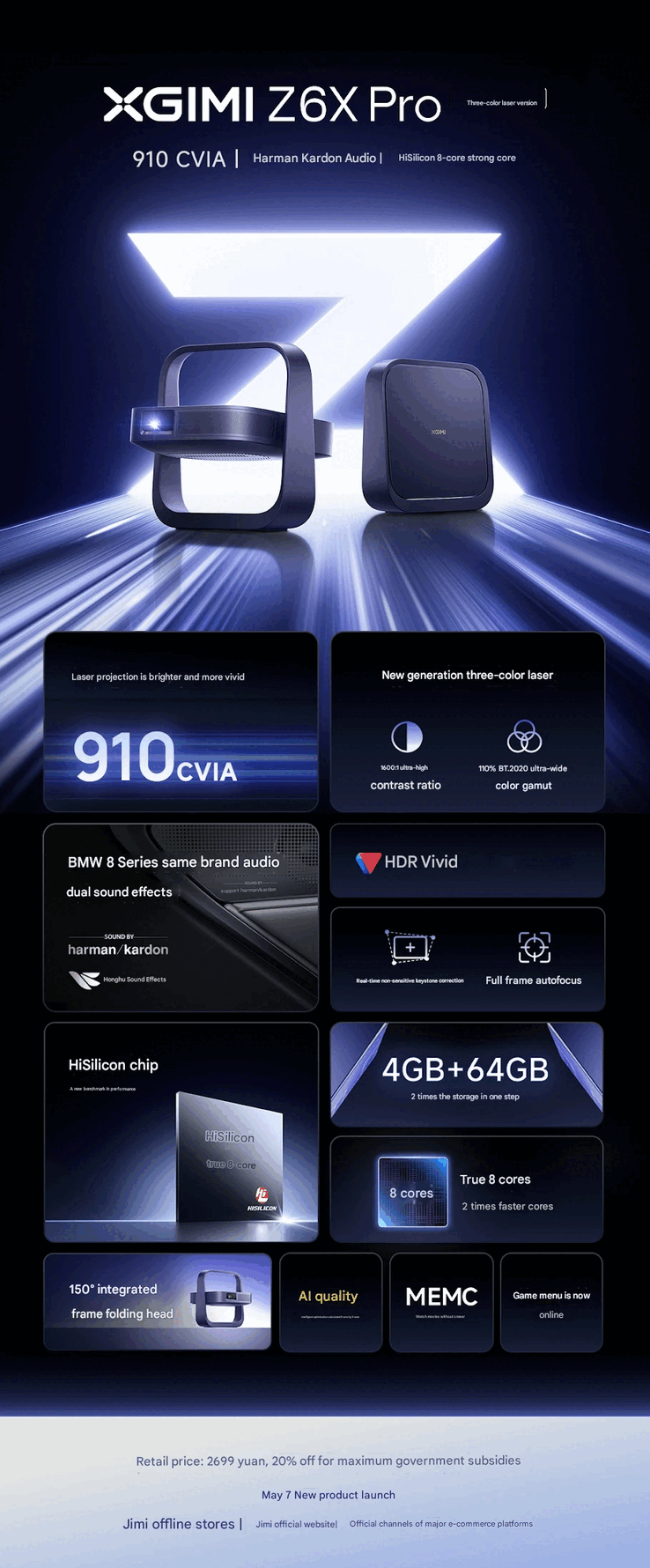 Affiche marketing pour le projecteur Xgimi Z6X Pro Tri-Color Laser Edition. (Source de l'image : Xgimi)