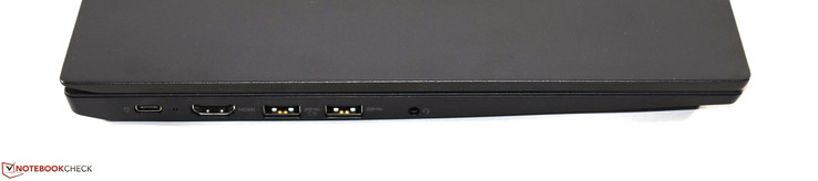 Côté gauche : USB C 3.1 Gen 2, HDMI, 2 USB A 3.0, jack 3,5 mm.