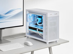 Le Prime A303 est disponible en blanc avec des panneaux latéraux en verre. (Source de l'image : Asus)