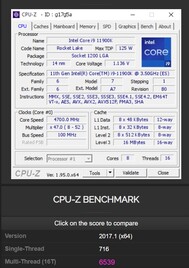 Intel Core i9-11900K CPU-Z. (Source de l'image : CPU-Z Validator)