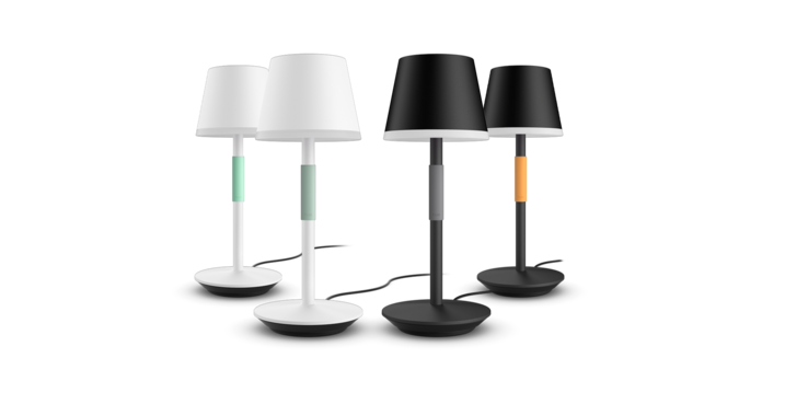 La lampe de table portable Philips Hue Go est disponible en quatre coloris. (Image source : Signify )