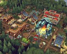 Une image montrant des bâtiments du jeu Against the Storm, actuellement à -70 % sur Steam.