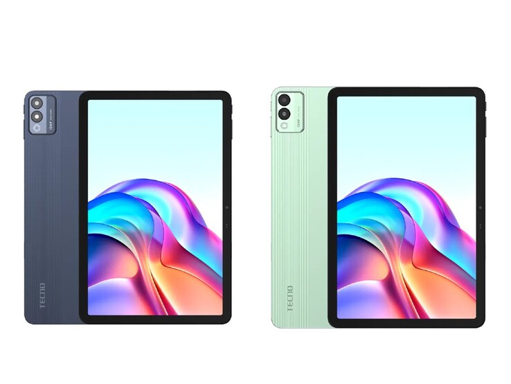 Le Tecno Megapad 11 en Starfall Grey et Vitality Green. (Source de l'image : Tecno)