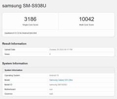 Samsung Galaxy S25 Ultra : scores Geekbench (Source : Geekbench)
