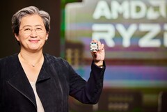 Lisa Su, PDG d&#039;AMD, présente le prochain processeur Zen 4 Raphael au CES 2022. (Image Source : AMD)