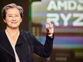 Lisa Su, PDG d'AMD, présente le prochain processeur Zen 4 Raphael au CES 2022. (Image Source : AMD)