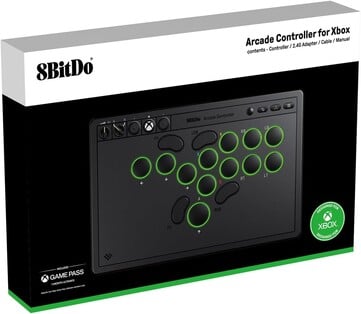 La manette Arcade de 8BitDo pour Xbox est dotée d'une batterie de plus grande capacité et de lumières RVB. (Source de l'image : 8BitDo)