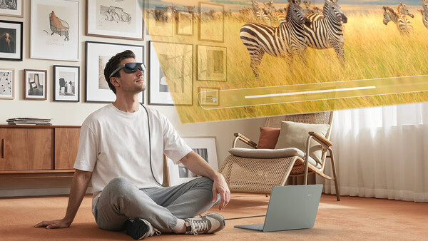 Les lunettes Acer AR Vision GR0 sont des lunettes AR qui peuvent être connectées à un téléphone, un ordinateur ou un ordinateur de poche avec une sortie vidéo.