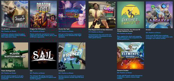 Tous les jeux inclus dans le pack (Image source : Humble Bundle)
