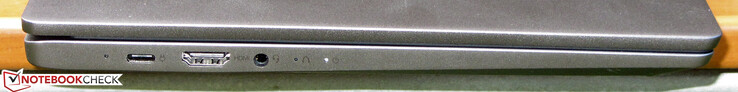 Côté gauche : USB 3.2 Gen 1 (USB C, DisplayPort, charge), HDMI, prise jack.