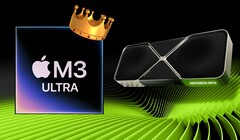 Le SoC Apple M3 Ultra brille dans les premiers résultats de GFXBench, rivalisant avec les GPU de bureau haut de gamme de Nvidia et AMD. (Source de l'image : Apple, Nvidia, édité)