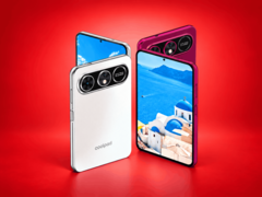 Smartphone Coolpad Cool X Wide présenté de face et de dos dans des finitions blanche et rouge.