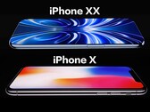 Rendu présumé de l'iPhone XX/20 (en haut), iPhone X (en bas).