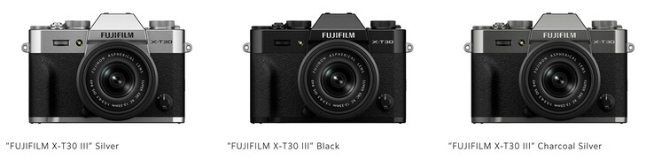 L'appareil photo numérique sans miroir Fujifilm X-T30 III est disponible en trois couleurs. (Source de l'image : Fujifilm)