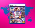 Boîte de GTA 6 pour PS5 présentée avec une carte du monde