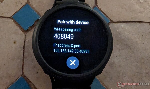 L'écran d'appairage ADB sans fil sur une Samsung Galaxy Watch 4 (Source : Notebookcheck)