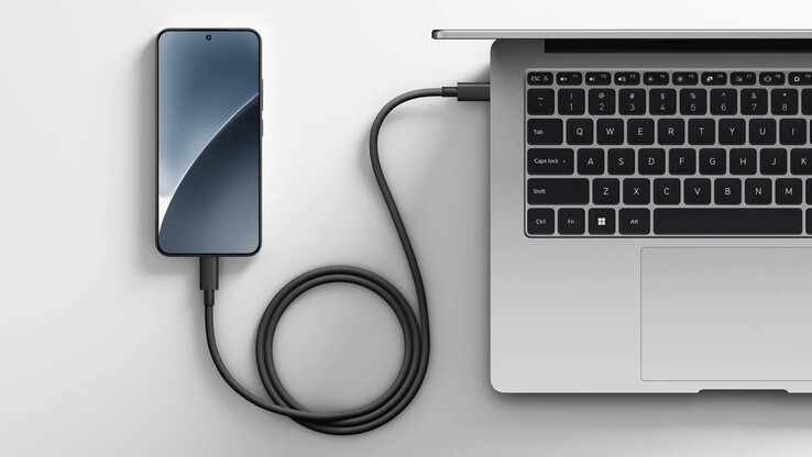 Le câble USB-C à USB-C tressé (1m) Xiaomi 6A High-Speed USB4. (Source de l'image : Xiaomi)