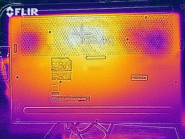 MSI P65 Creator 9SF - Relevé thermique en cas de sollicitations - Au-dessous.