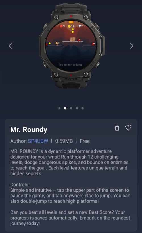 L'application Mr. Roundy Mini pour les smartwatches Amazfit