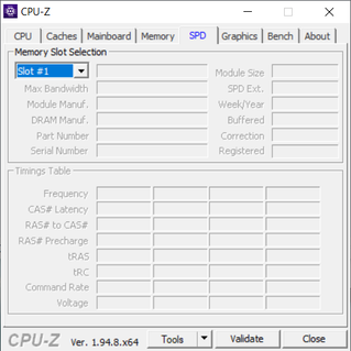 CPU-Z - SPD (non disponible)
