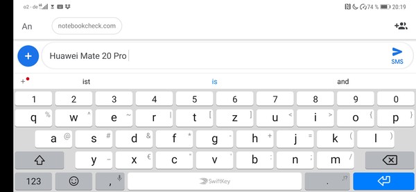 Huawei Mate 20 Pro - Clavier en mode portrait.