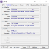 Surface Pro 6 i5 - CPU-Z : cache.