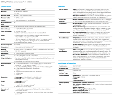 HP Omen 16 - AMD - Spécifications. (Source : HP)