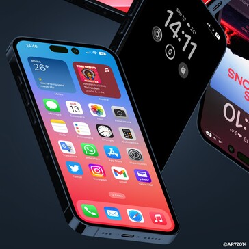 Apple rendu du concept iPhone 14 Pro/iOS 16. (Source de l'image : @AR72014)