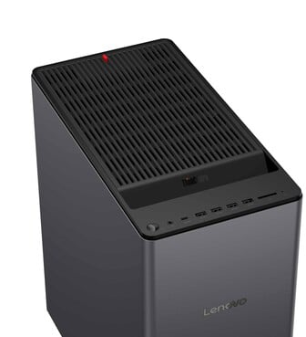 Le Lenovo ThinkCentre X est également doté d'un grand nombre d'entrées/sorties en façade. (Source de l'image : Lenovo)