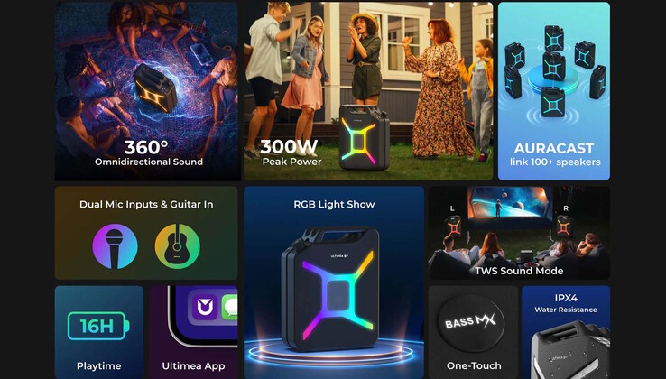 Le haut-parleur offre jusqu'à 300 watts en crête