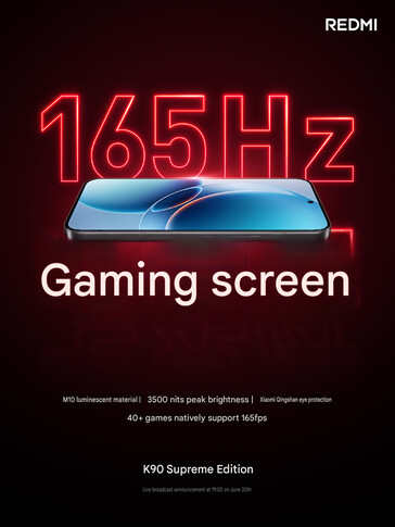 Points forts de l'écran du Redmi K90 Ultra (traduction automatique)