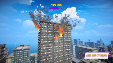 Il ne s'agit pas seulement de se frayer un chemin à coups de poing, mais aussi de sauver des civils d'immeubles en feu et d'autres scénarios dangereux (Image Source : Superhero Simulator Steam page)