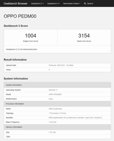 L'OPPO Find X3 : maintenant peut-être partout sur Geekbench. (Source : Geekbench)