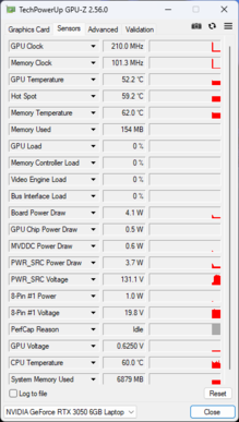 GPU-Z : Nvidia GeForce RTX 3050 6 Go GPU pour ordinateur portable