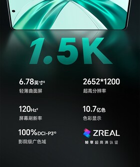 Un magnifique écran AMOLED de 6,78 pouces à 120 Hz est proposé. (Source : Honor)