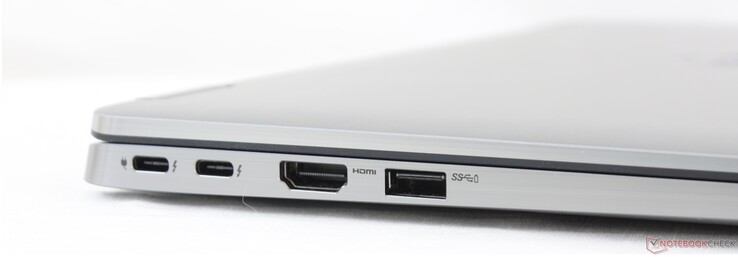 Côté gauche : 2 USB C + Thunderbolt 3, HDMI 2.0, USB-A 3.2 Gen. 1.