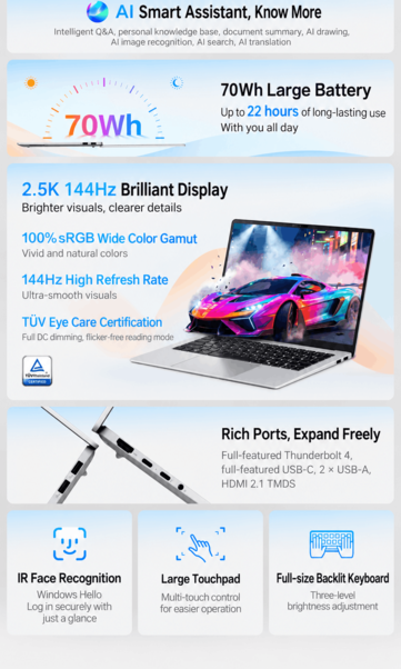 Caractéristiques de l’écran, de la batterie et de la connectivité de l’Asus Vivobook 14 (traduction automatique)