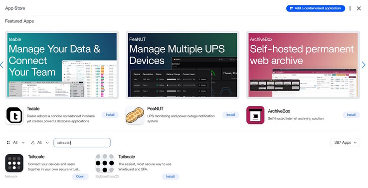 Recherchez Tailscale dans le magasin d'applications de ZimaOS. La version de BigBearCasaOS est peut-être plus à jour.